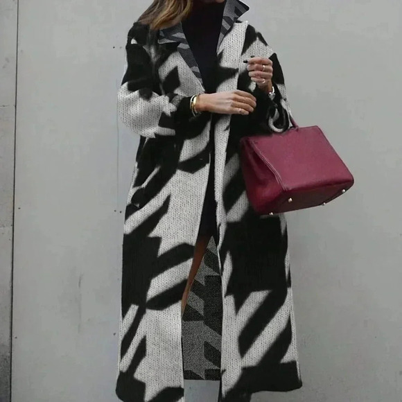 Black Casual Women's Contrast Color Long Sleeve Printed Knit Cardigan - Picture 1 of 5